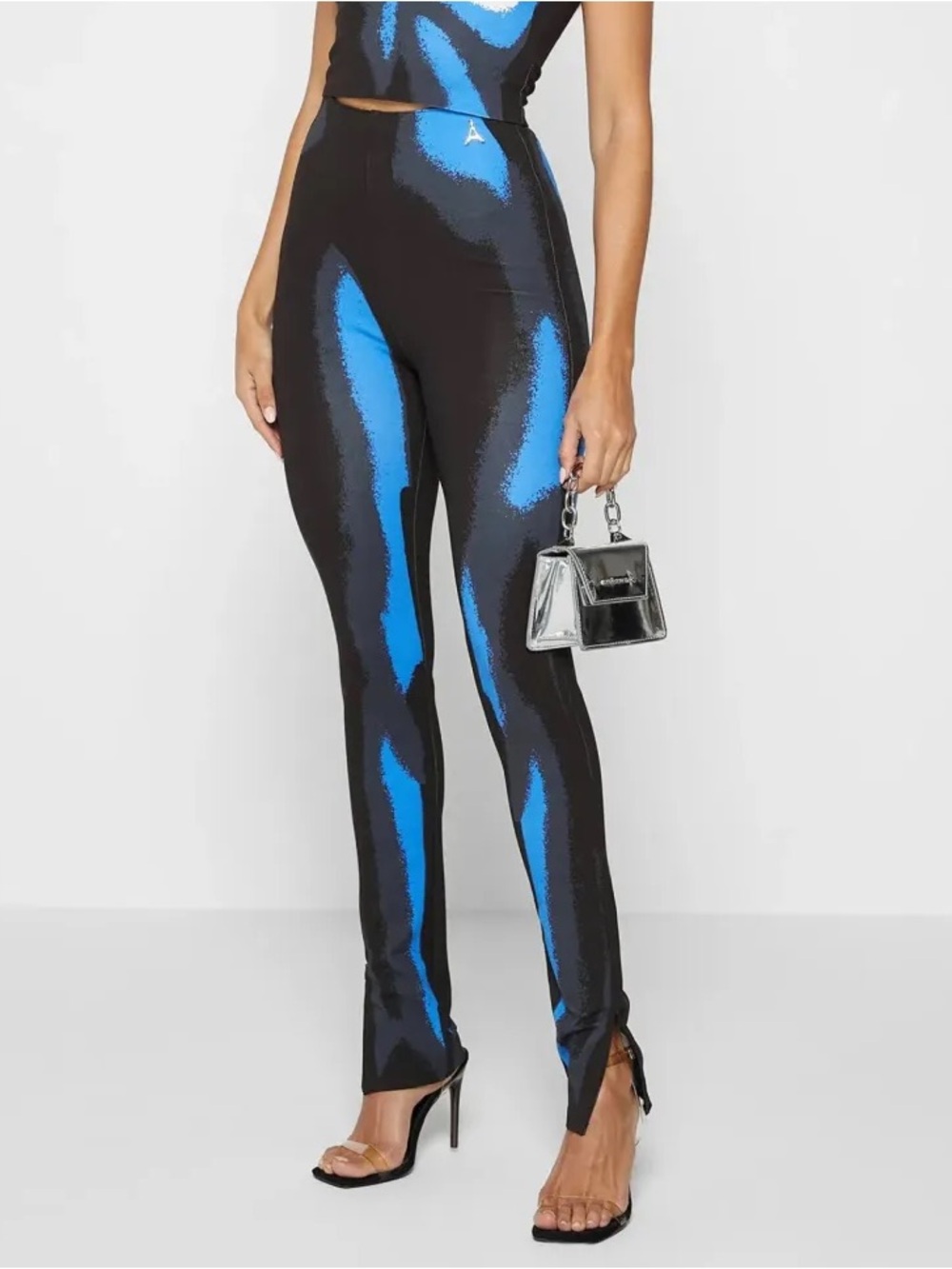 Maniere De Voir Black & Blue Abstract Print High-Waist Leggings The Volte